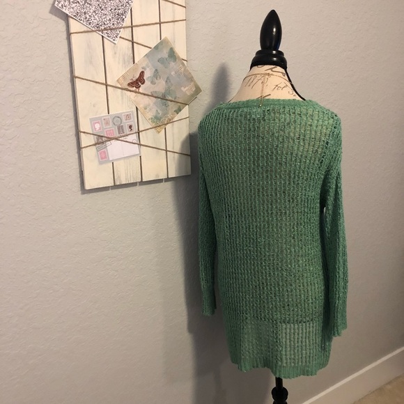 1[August Silk] Green open knit sweater - Picture 2 of 7